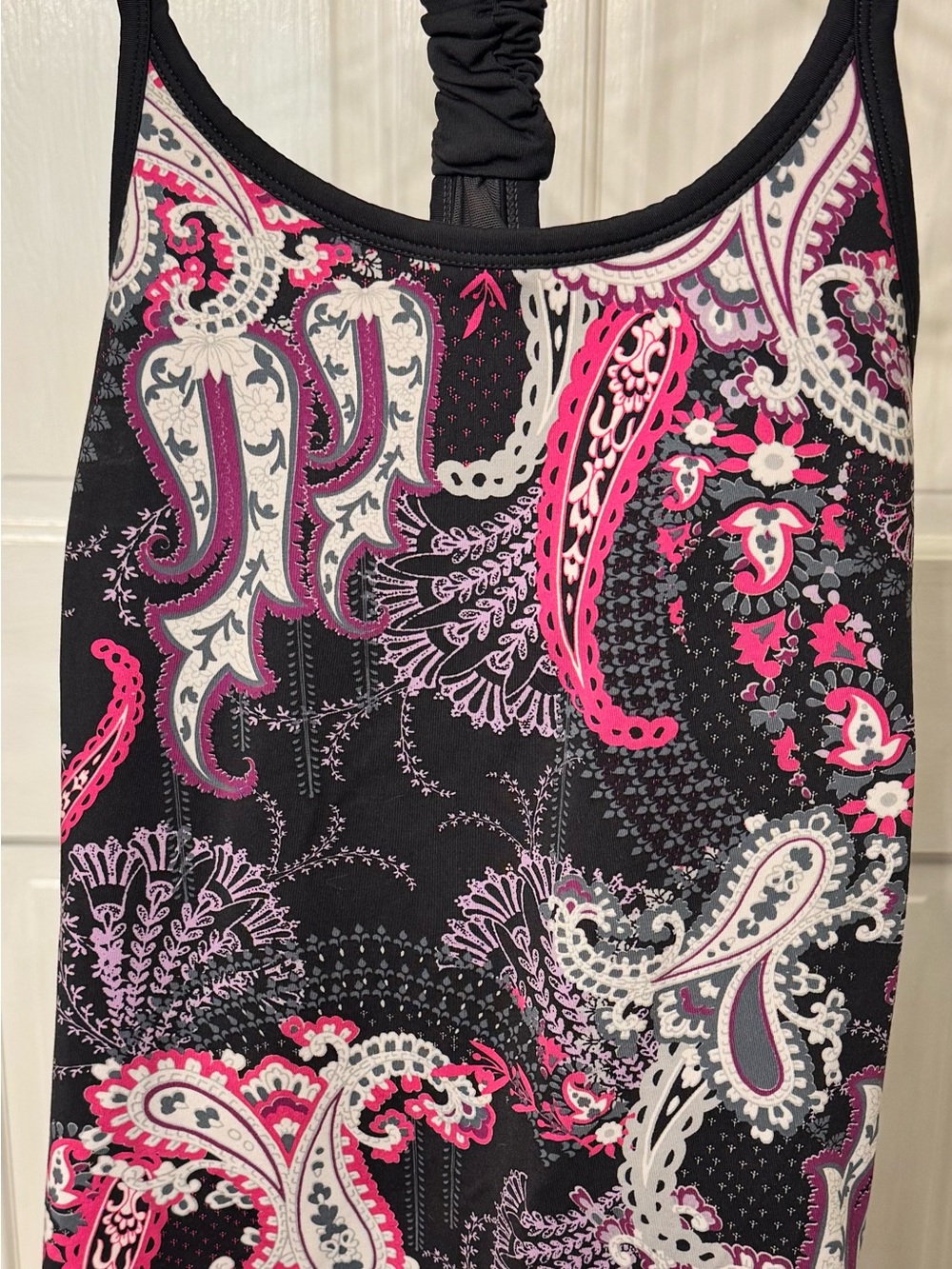Athleta Black Active Tank Top with Subtle Pattern